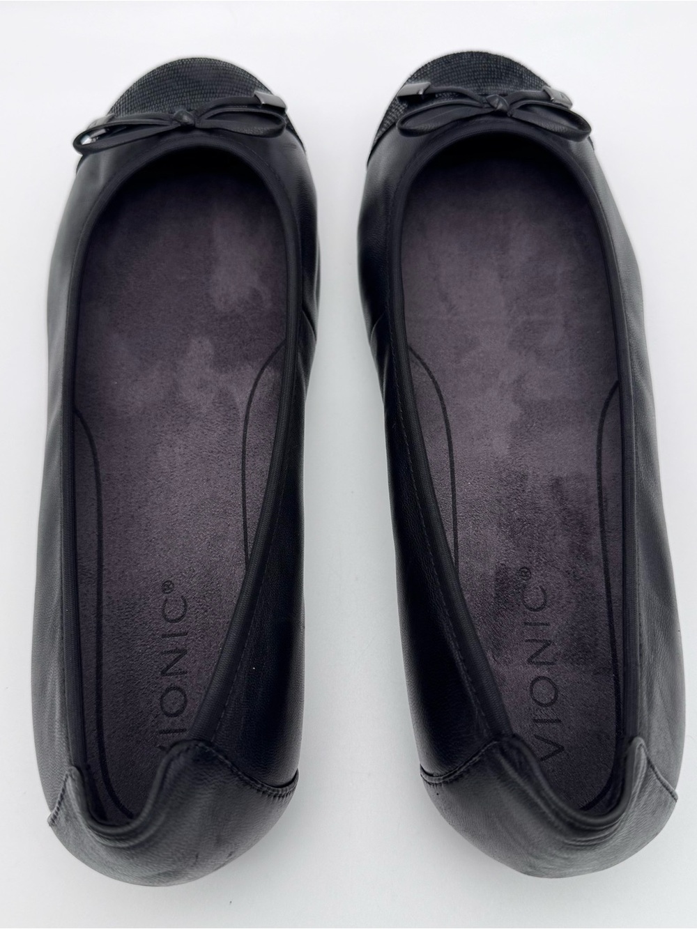 Vionic Minna Ballet Flats Black Leather Women 9 Wide Orthotic Comfort Shoes - Picture 6 of 10